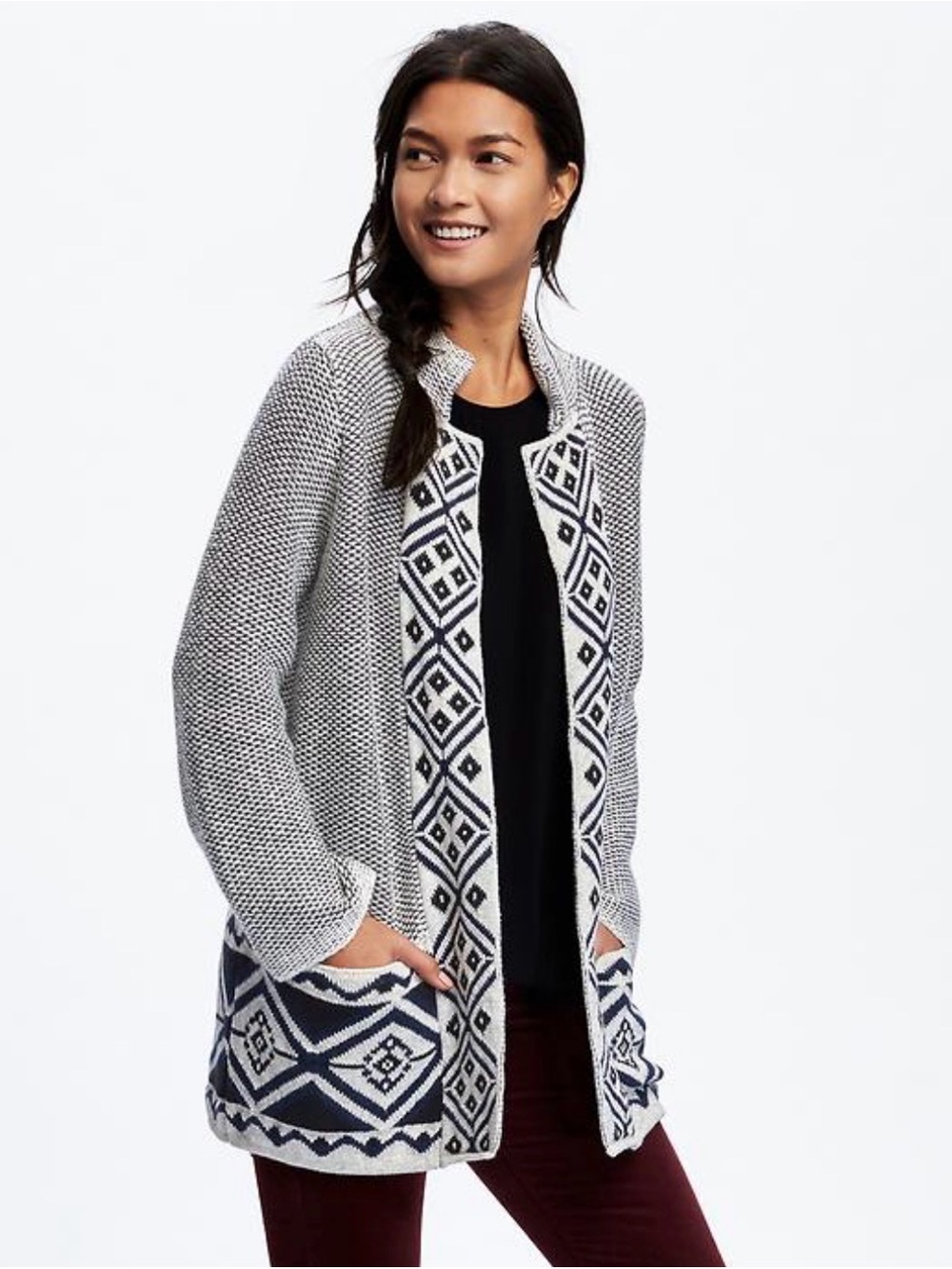 Old Navy Jacquard Open-Front Cardi-Coat for Women
